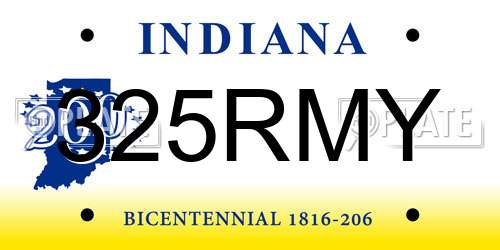 325RMY Indiana License Plate