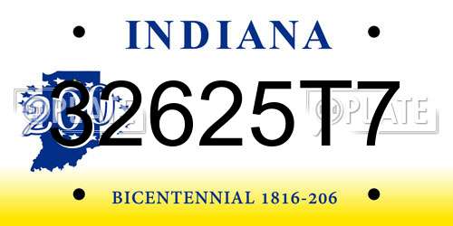 32625T7 Indiana License Plate