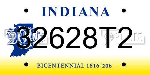 32628T2 Indiana License Plate
