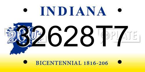 32628T7 Indiana License Plate