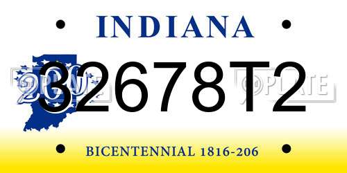 32678T2 Indiana License Plate
