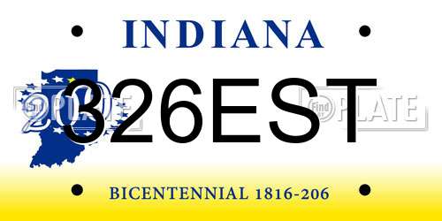 326EST Indiana License Plate