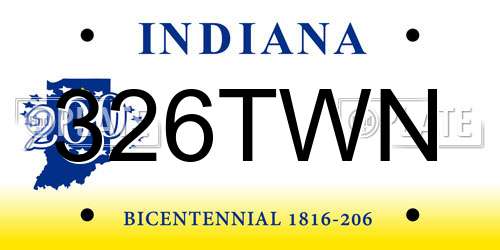 326TWN Indiana License Plate