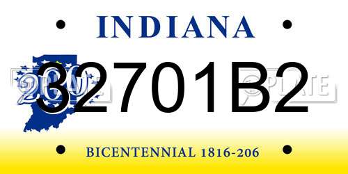 32701B2 Indiana License Plate