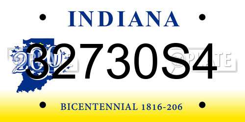 32730S4 Indiana License Plate