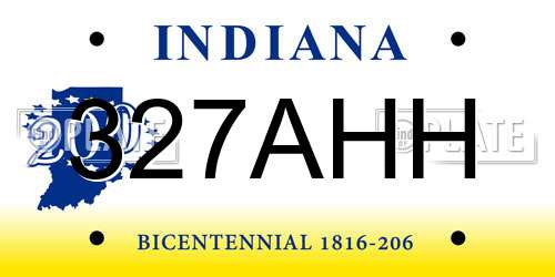 327AHH Indiana License Plate