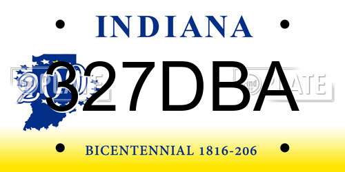 327DBA Indiana License Plate