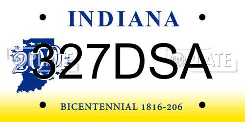 327DSA Indiana License Plate