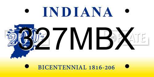 327MBX Indiana License Plate