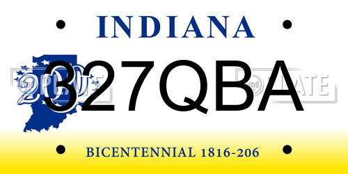 327QBA Indiana License Plate