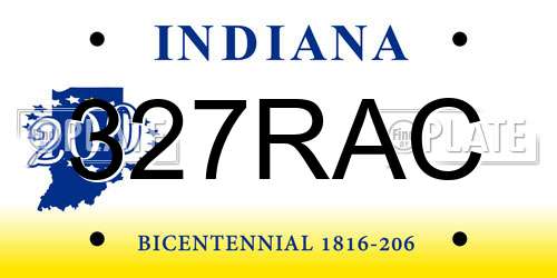 327RAC Indiana License Plate