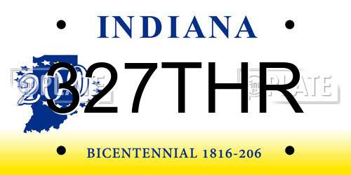 327THR Indiana License Plate