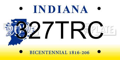 327TRC Indiana License Plate