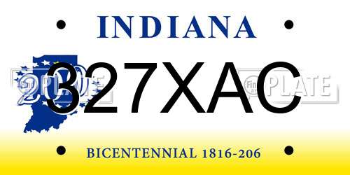 327XAC Indiana License Plate