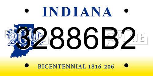 32886B2 Indiana License Plate