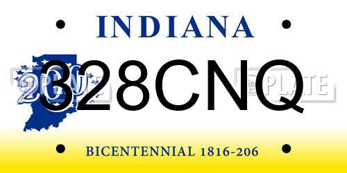 328CNQ Indiana License Plate