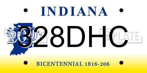 328DHC Indiana License Plate