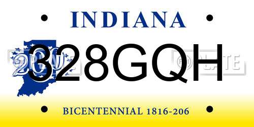 328GQH Indiana License Plate