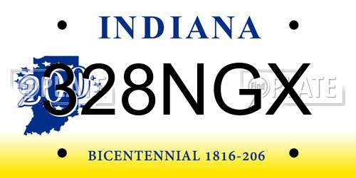 328NGX Indiana License Plate