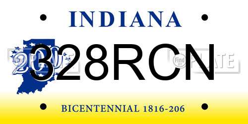 328RCN Indiana License Plate