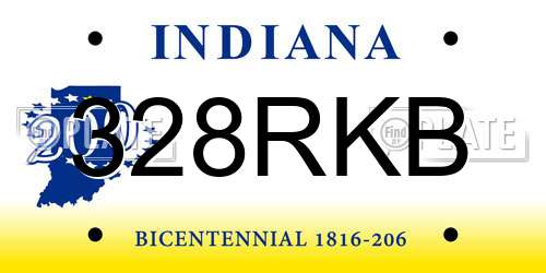328RKB Indiana License Plate