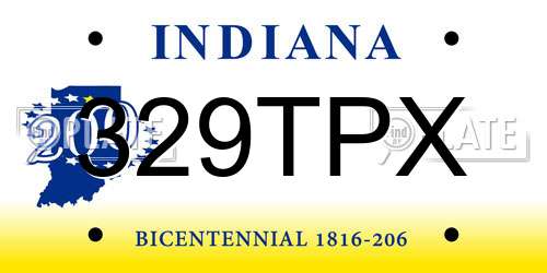 329TPX Indiana License Plate