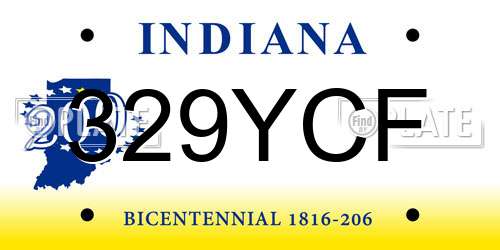 329YCF Indiana License Plate