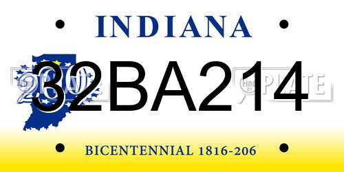 32BA214 Indiana License Plate