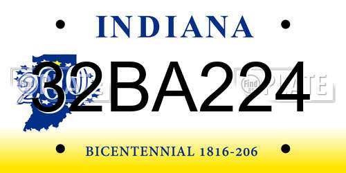 32BA224 Indiana License Plate