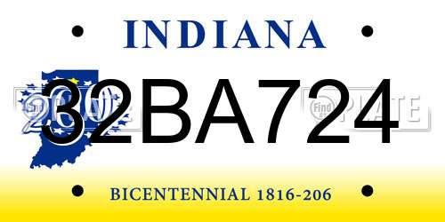 32BA724 Indiana License Plate