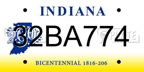 32BA774 Indiana License Plate