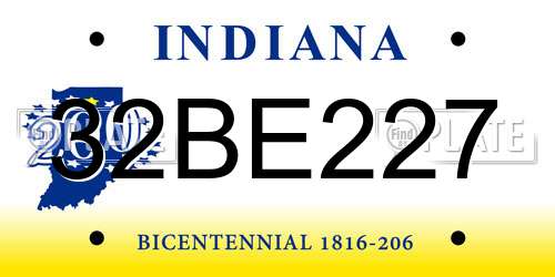 32BE227 Indiana License Plate