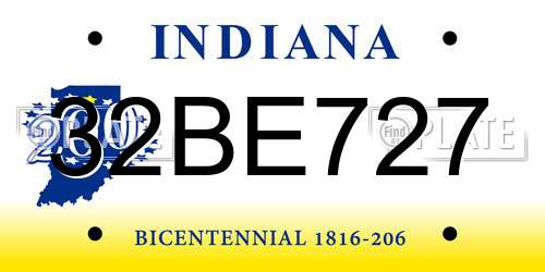 32BE727 Indiana License Plate