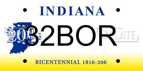 32BOR Indiana License Plate