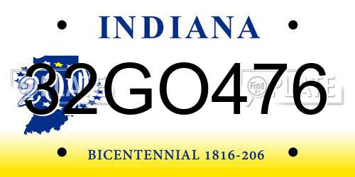 32GO476 Indiana License Plate