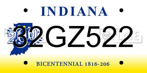 32GZ522 Indiana License Plate