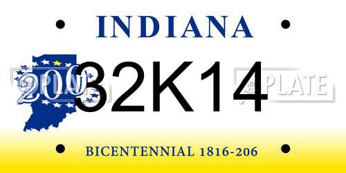 32K14 Indiana License Plate