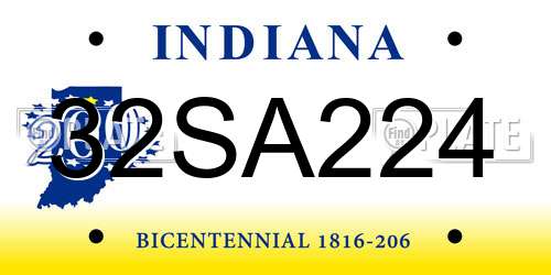 32SA224 Indiana License Plate