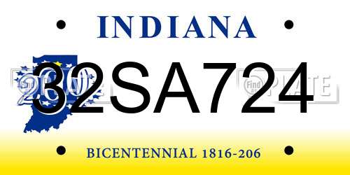 32SA724 Indiana License Plate