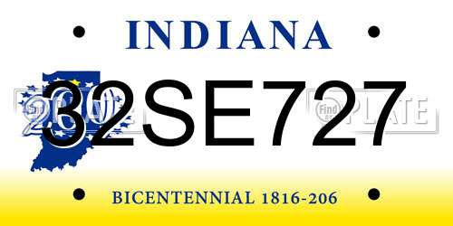 32SE727 Indiana License Plate