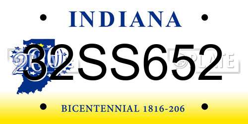 32SS652 Indiana License Plate