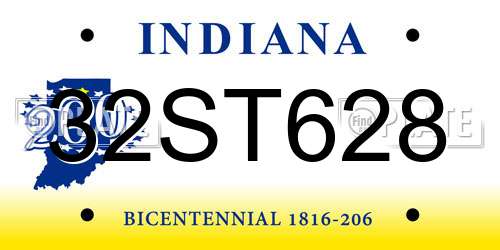 32ST628 Indiana License Plate