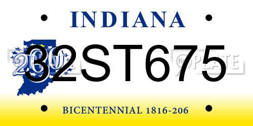 32ST675 Indiana License Plate