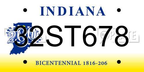 32ST678 Indiana License Plate