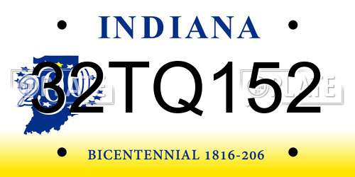 32TQ152 Indiana License Plate