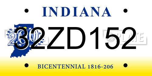 32ZD152 Indiana License Plate