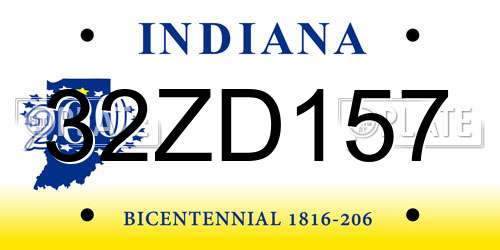32ZD157 Indiana License Plate