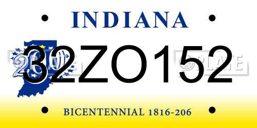 32ZO152 Indiana License Plate