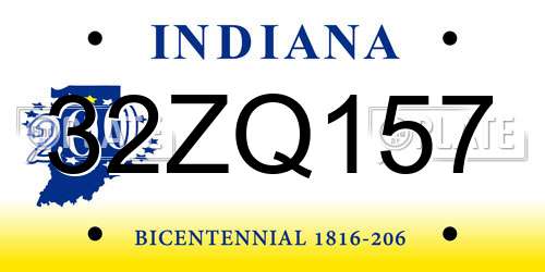 32ZQ157 Indiana License Plate