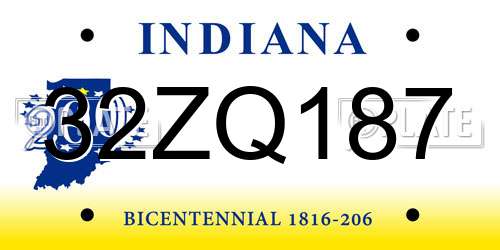 32ZQ187 Indiana License Plate